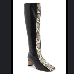 Aeyde Morgane Snake Embossed Square Toe Boots
